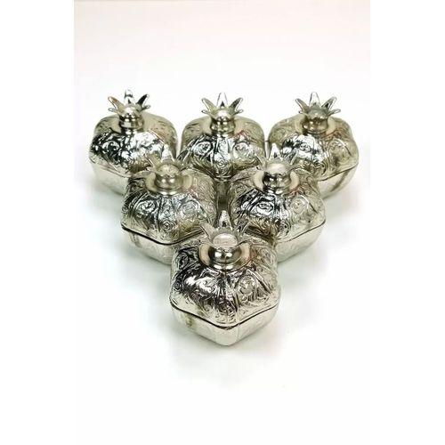 6 Lı Mini Eskitme Osmanlı Temalı Açık Renk Nar Lokumluk Sunum