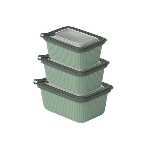 Plastik Saklama Kabı Seti - Mikrodalga Uyumlu Dikdörtgen (600/1100/1800 ml)