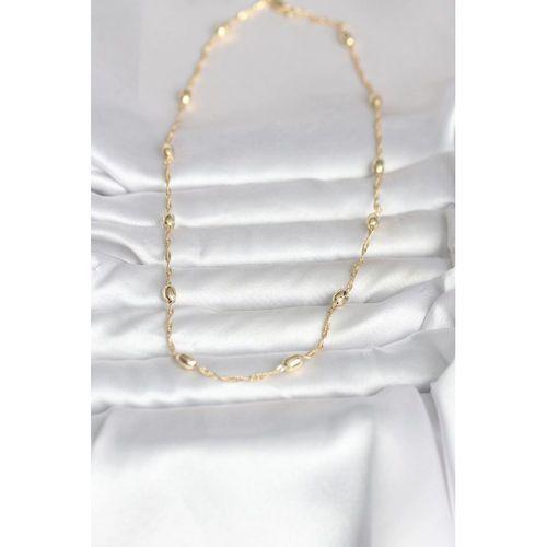 CM 14K Gold Renk Burgu Zincirli Damla Topçuk Model 45 cm Kadın Kolye