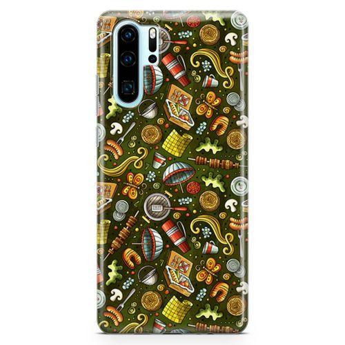 Huawei P30 Pro Kılıf Barbekü Doodle Arka Kapak Koruma Desenli Full Koruyucu