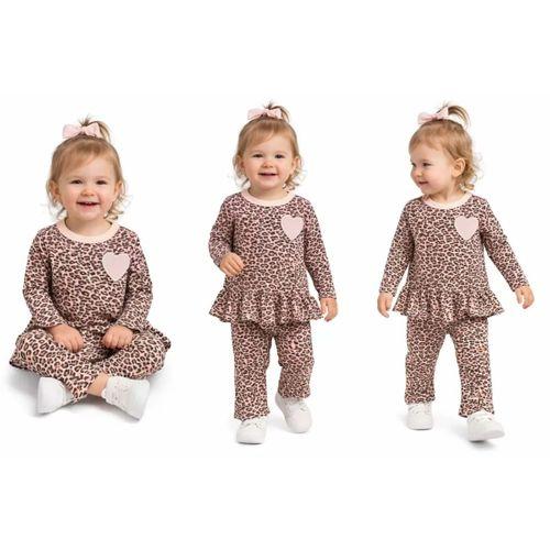 9/18 Ay Leopar Baskılı Penye Bebek Takımı