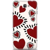 Samsung Galaxy J7 Prime Kılıf HD Baskılı Kılıf - Çizgili Kalp + Tam Ekran Koruyucu