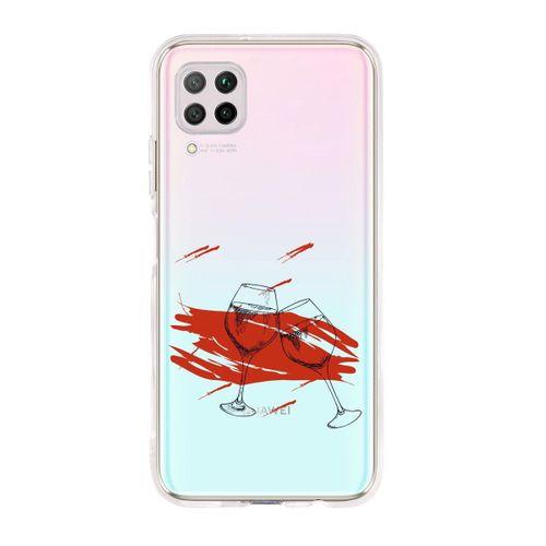 Huawei P40 Lite Spilled Wine Premium Şeffaf Silikon Kılıf