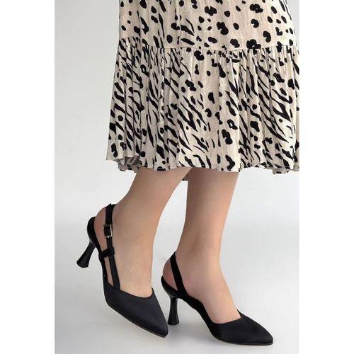 Minde Siyah Saten Topuklu Ayakkabı