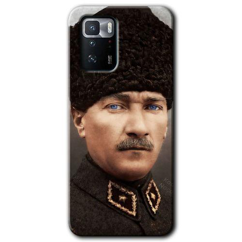 Poco x3 GT Kılıf Baskılı Kapak - Başkomutan Atatürk + 5D Tam Kaplayan Cam