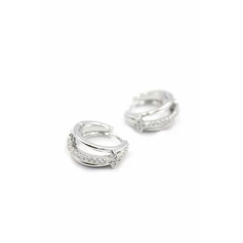 Taşlı Halka Küpe - Gümüş