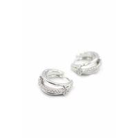 Taşlı Halka Küpe - Gümüş