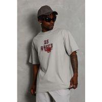 Erkek Baskılı T-Shirt Kısa Kol Bisiklet Yaka Regular Fit Rahat Kalıp Günlük Tişört - Gri