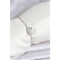 Kuğu Model Zirkon Taşlı Gümüş Renk Asansörlü Su Yolu Bileklik