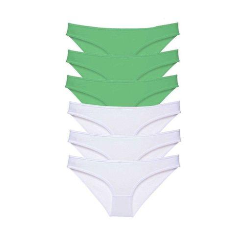 6 Adet Eko Set Likralı Kadın Slip Külot Yeşil Beyaz