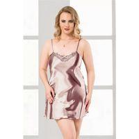 Büyük Beden Vizon Kısa Saten Gecelik