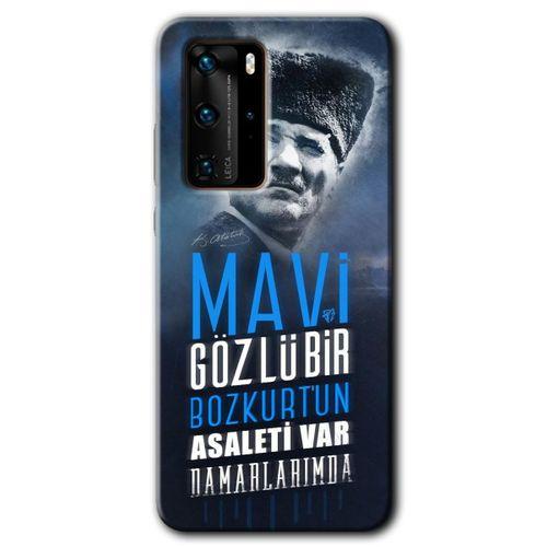 Huawei P40 Pro Kılıf HD Desen Baskılı Arka Kapak - Bozkurt Atatürk