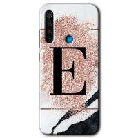 Potkal Hediye Fabrikası Xiaomi Redmi Note 8T Kılıf HD Desen Baskılı Arka Kapak - Pembe Mermer Desenli F Harfi