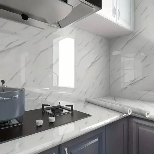 Mermer Desenli Mutfak Duvar Kağıdı Sticker - 5m X 60cm: Su Ve Yağa Dayanıklı, Yüksek Sıcaklık Esnekliğine Sahip Tezgah, Dolap, Ocak Yenileme Folyosu T10