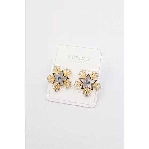 Taşlı Yıldız  Küpe - Altın