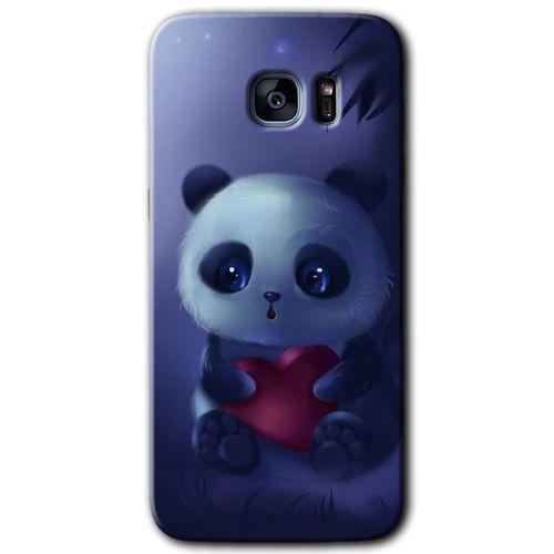 Samsung Galaxy S7 Edge Kılıf HD Desen Baskılı Arka Kapak + Temperli Cam - Bebek Panda