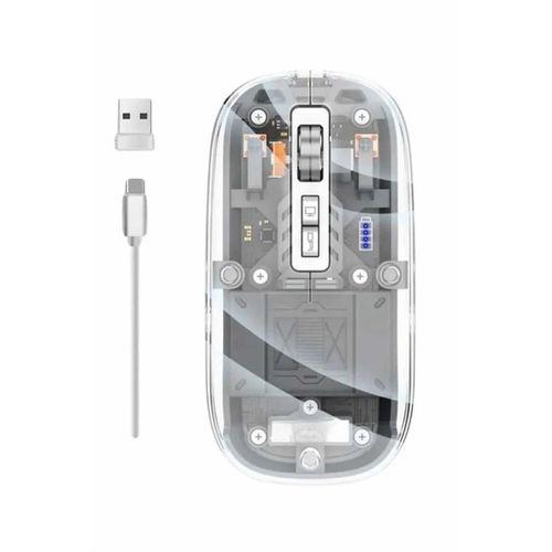 Mouse Fare Kablosuz Mouse Fare Şarjlı Bluetooth Sessiz 5 Tuşlu Şeffaf