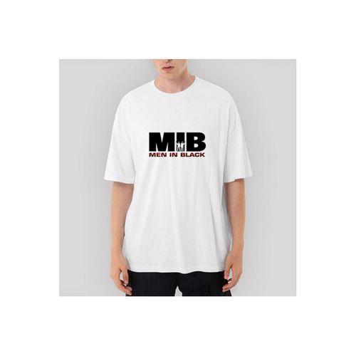 Men in Black Logo Oversize Beyaz Tişört