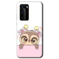 Huawei P40 Pro Kılıf HD Desen Baskılı Arka Kapak - Sevimli Baykuş + Kırılmaz Cam