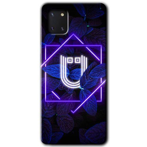 Galaxy Note 10 Lite Kılıf HD Desen Baskılı Arka Kapak - Dark Neon Yaprak Ü Harfi