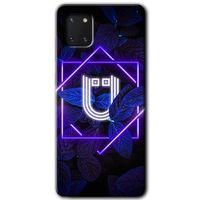 Galaxy Note 10 Lite Kılıf HD Desen Baskılı Arka Kapak - Dark Neon Yaprak Ü Harfi