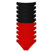 10 Adet Süper Eko Set Likralı Kadın Slip Külot Siyah Kırmızı