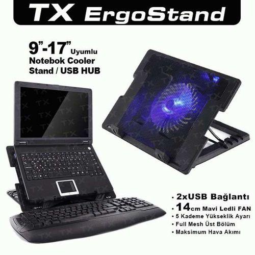 Tx Acnbergst  Ergostand 14cm Led Fan'lı 5 Kademeli 2xusb 9"-17" Notebook Soğutucu-stand