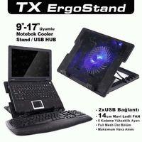 Tx Acnbergst  Ergostand 14cm Led Fan'lı 5 Kademeli 2xusb 9"-17" Notebook Soğutucu-stand