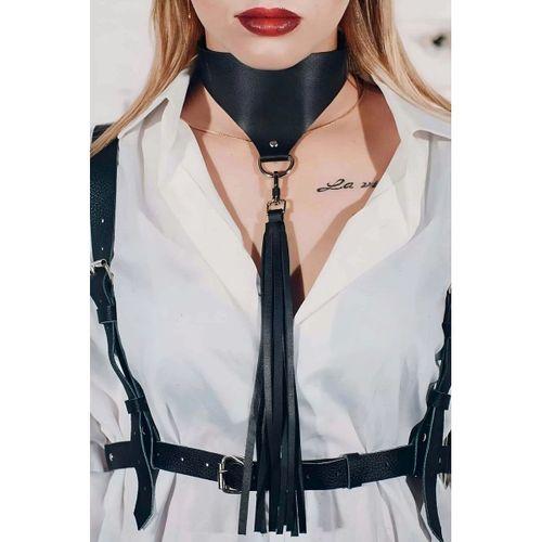 Püsküllü Şık Deri Choker Tasma Boyun Aksesuar - APFT659