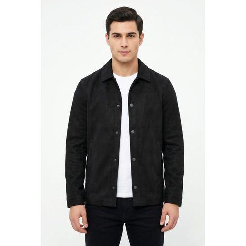 Erkek Siyah Regular Fit Mevsimlik Süet Spor Mont BGL-ST05436