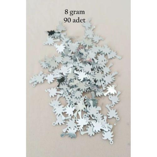 Oya Abiye Bileklik Kolye Pleksi Metalik Plastik Pul Gümüş Renk 8 gram 90 adet - BNC506