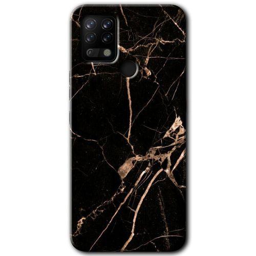 MRCİLETİSİM Tecno Pova Kılıf HD Desen Baskılı Arka Kapak+Temperli Cam - Siyah Gold Mermer
