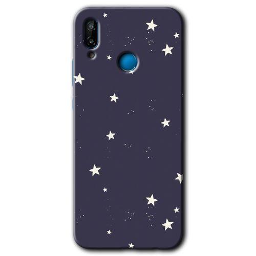 MRCİLETİSİM Huawei P20 Lite Kılıf HD Desen Baskılı Arka Kapak + Temperli Cam - Gökyüzü Yıldız