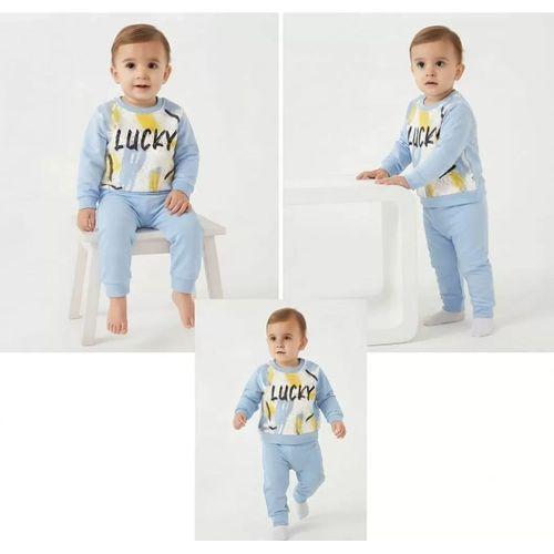 6/18 Ay Lucky Baskılı Pamuk Penye Bebek Takımı