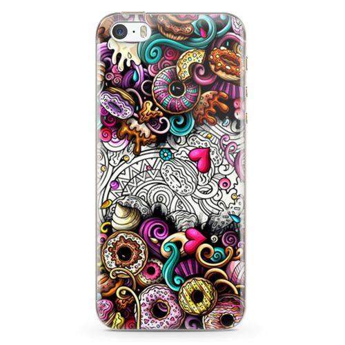 Apple iPhone 5s Kılıf Donut Doodle Arka Kapak Koruma Desenli Full Koruyucu