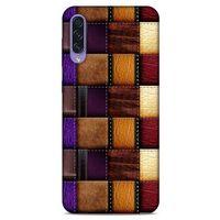 Samsung Galaxy A50s Kılıf Patchwork (13) Silikon Kap Mor Turuncu