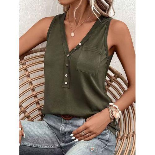 Kadın Askılı önden Düğmeli Viskon Bluz