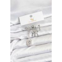 Pirinç Gümüş Renk Göz ve Kutup Yıldızı Model YSX Trio Küpe Seti