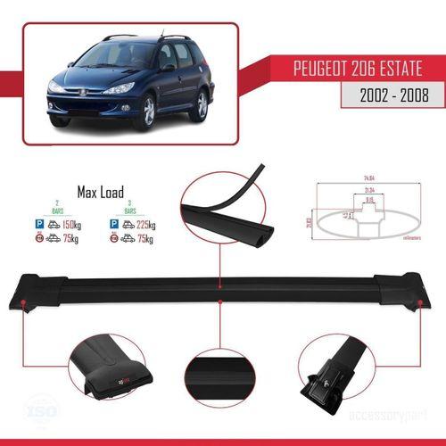 Peugeot 206 Estate 2002-2008 Arası ile uyumlu FLY Model Ara Atkı Tavan Barı SİYAH