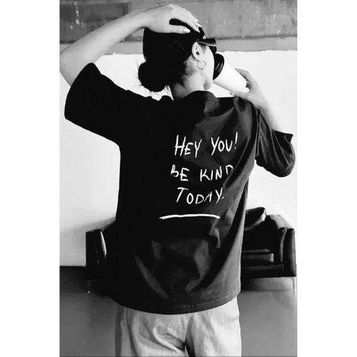 Pilelistore Unisex Baskılı Oversize T-Shirt - Siyah