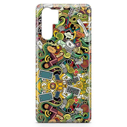 Huawei P30 Pro Kılıf Wireless Doodle Arka Kapak Koruma Desenli Full Koruyucu