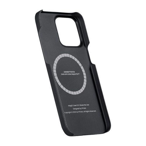 Apple iPhone 15 Pro Max Kılıf M-safe Şarj Özellikli Aramid Fiber Pitaka Tactile Woven Break The Line Kapak