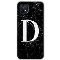 OPPO Oppo A15s Kılıf HD Desen Baskılı Arka Kapak - Siyah Mermer Desenli D Harfi
