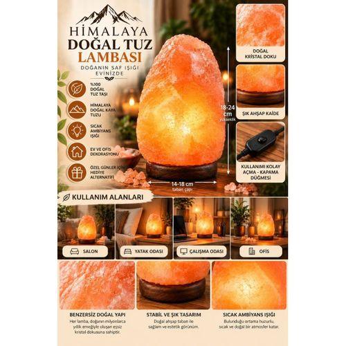 Himalaya 3-4 Kg Doğal Kaya Tuzu Lambası Ahşap Kaideli Dekoratif Ortam Lambası