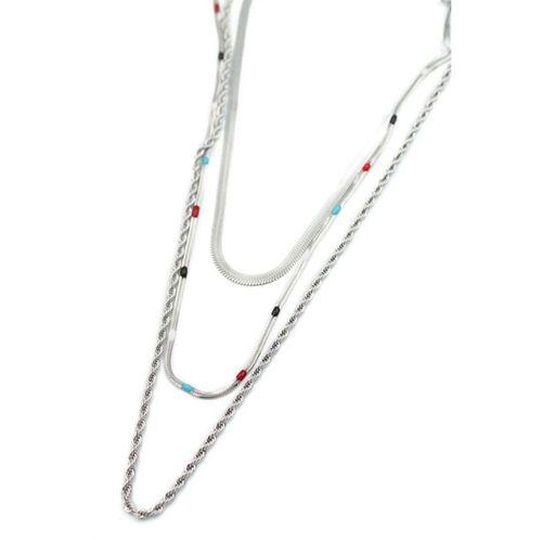 3'lü Çelik Kolye - Gümüş