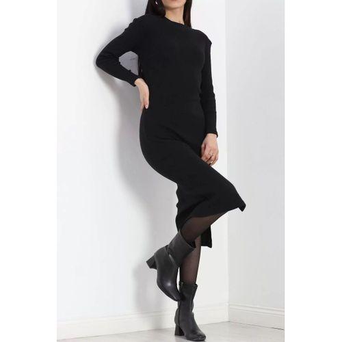 pilelistore Kaşkorse Önden Yırtmaçlı Elbise Siyah