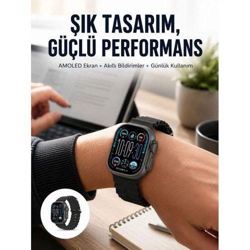 Amoled Ekran 49mm Ultra Tasarım 3 Kordonlu Akıllı Saat Yeni Nesil