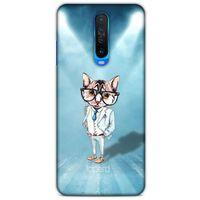 Xiaomi Poco X2 Kılıf FunnyMaX (40) Fit Silikon Kılıf Açık Mavi Kedi