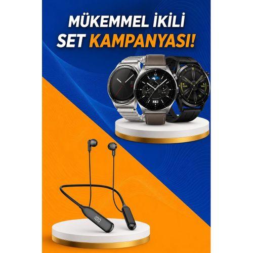 Alarm Ve Titreşim Özellikli Akıllı Saat Ve Mikrofonlu Kablolu Bluetooth Kulaklık 60 Saat