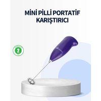 Mini Pilli Portatif Karıştırıcı – Cappuccino, Latte, Frappe Ve Kahve Köpürtücü